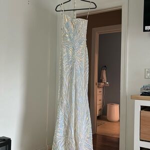 Jovani White One Shoulder Prom Dress